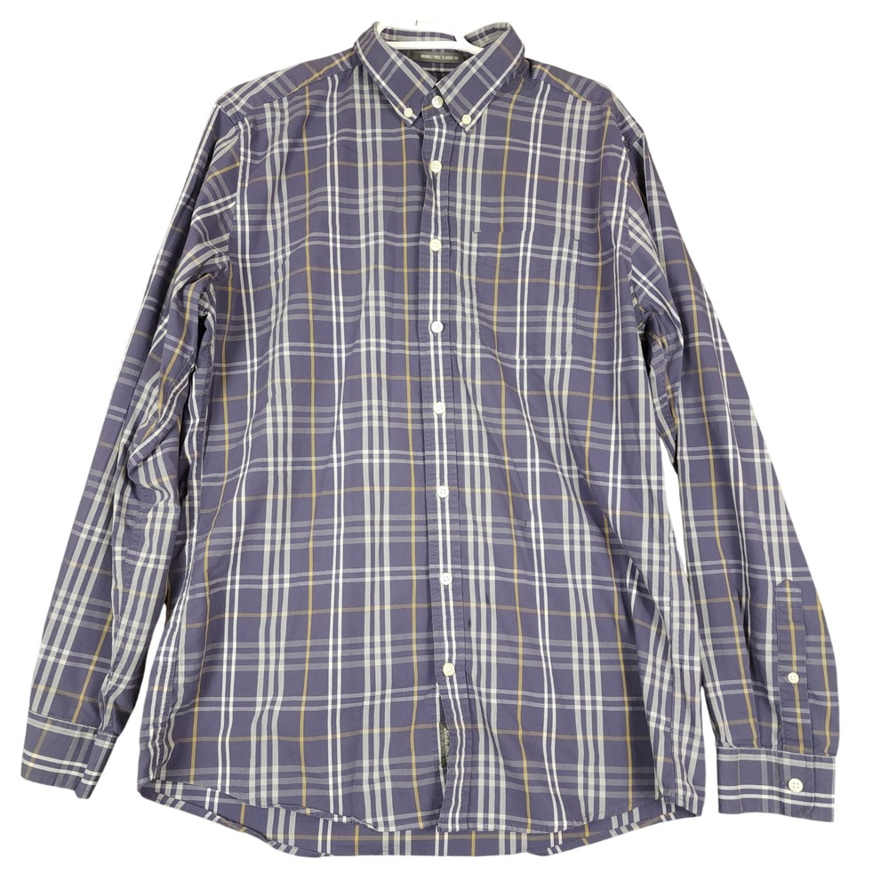 Eddie Bauer Men's Plaid Wrinkle Free Classic Fit Button Down Shirt Cotton Blend